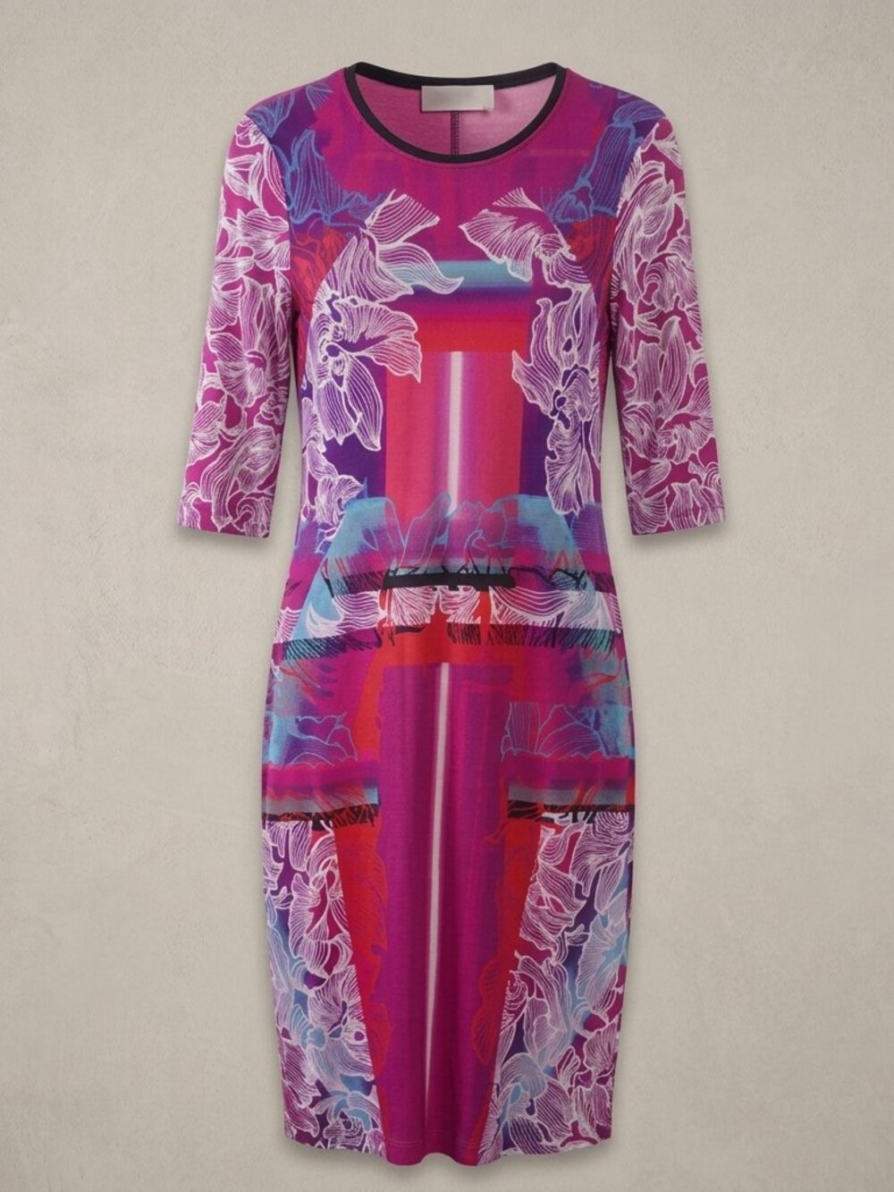 PETER PILOTTO Slinky Stretch Vibrant Floral Sheath Dress